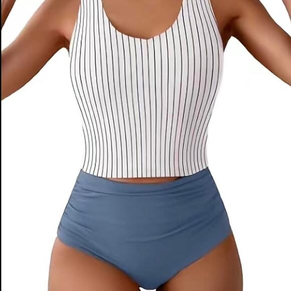 Other Other - White blue striped one piece